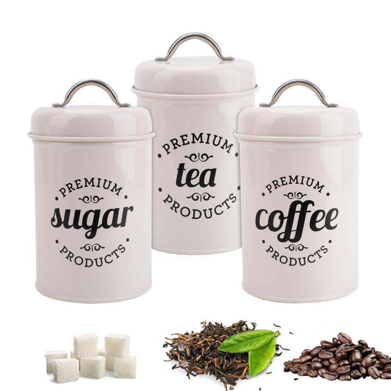 Coffee Tea Sugar - Ensemble de 3 récipients de cuisine